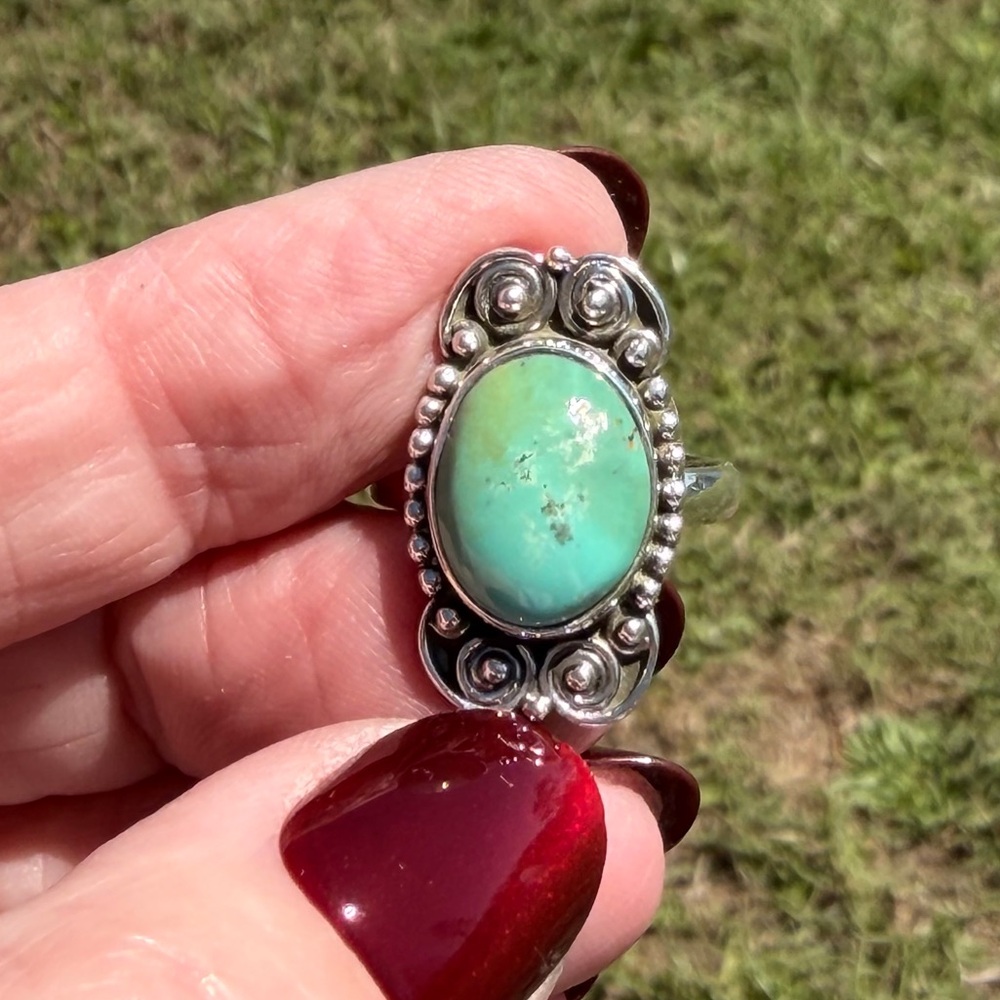 925 Sterling Silver Kingman Turquoise Ring - Picture 10 of 14